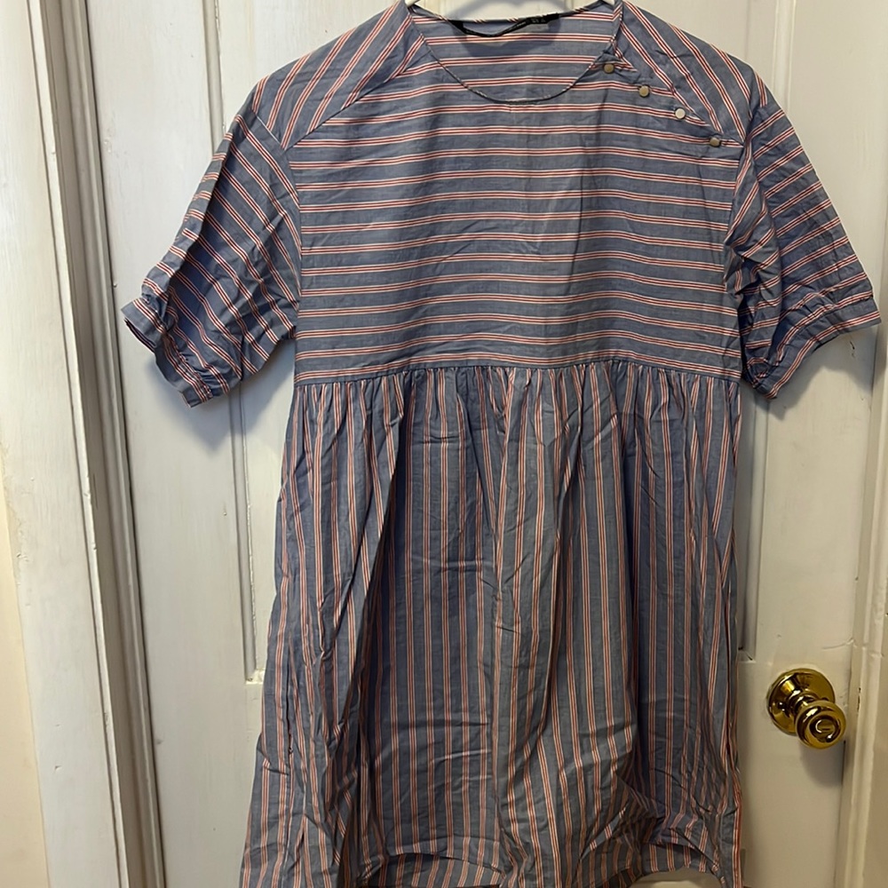 Zara Blue, Red, and White Striped Dress